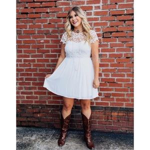 Southern Fried Chics Summer Nights Crochet Lace Gauzy Dress Bridal White Sz XXL